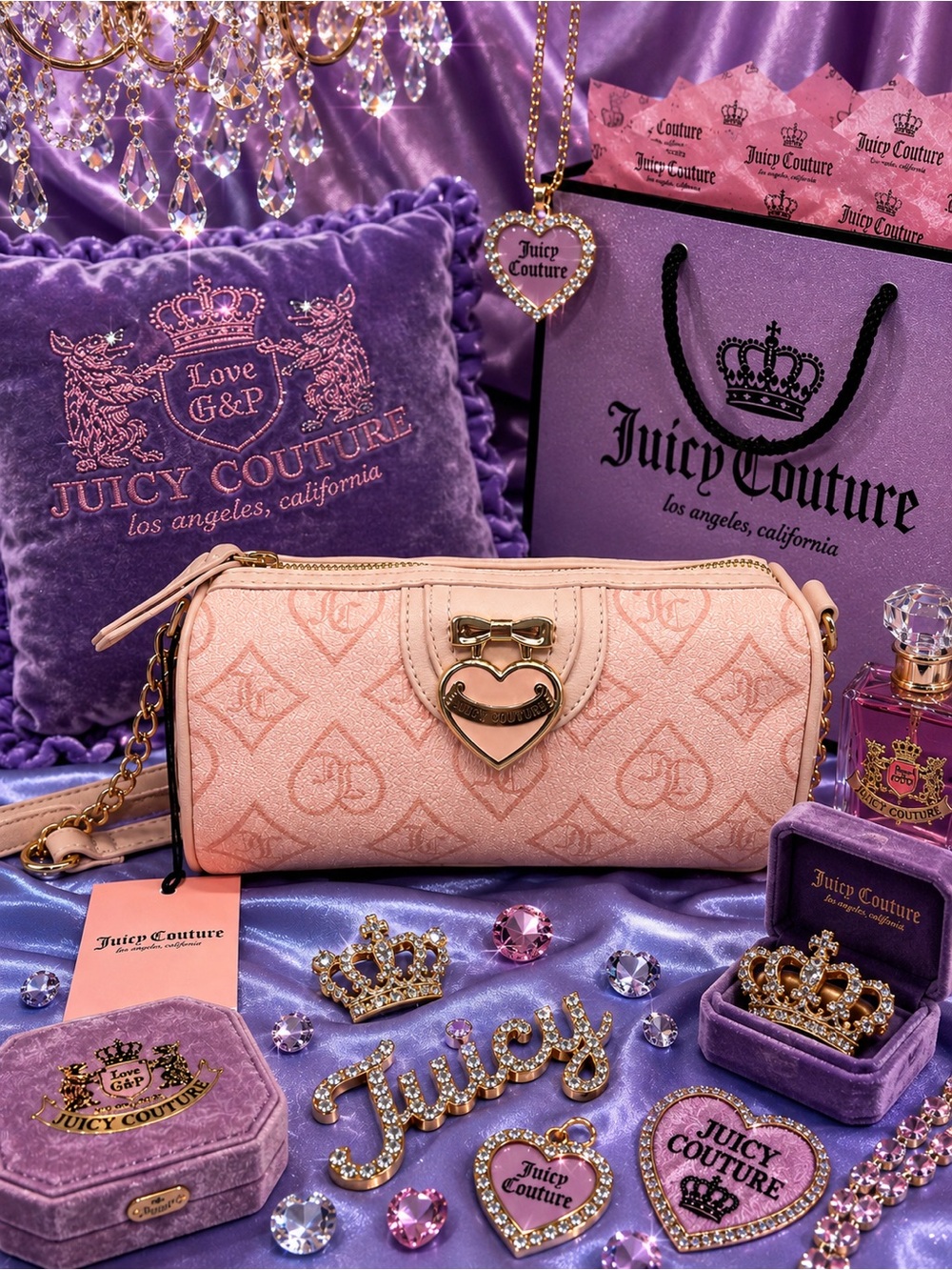 Juicy couture precious moments roll bag crossbody purse